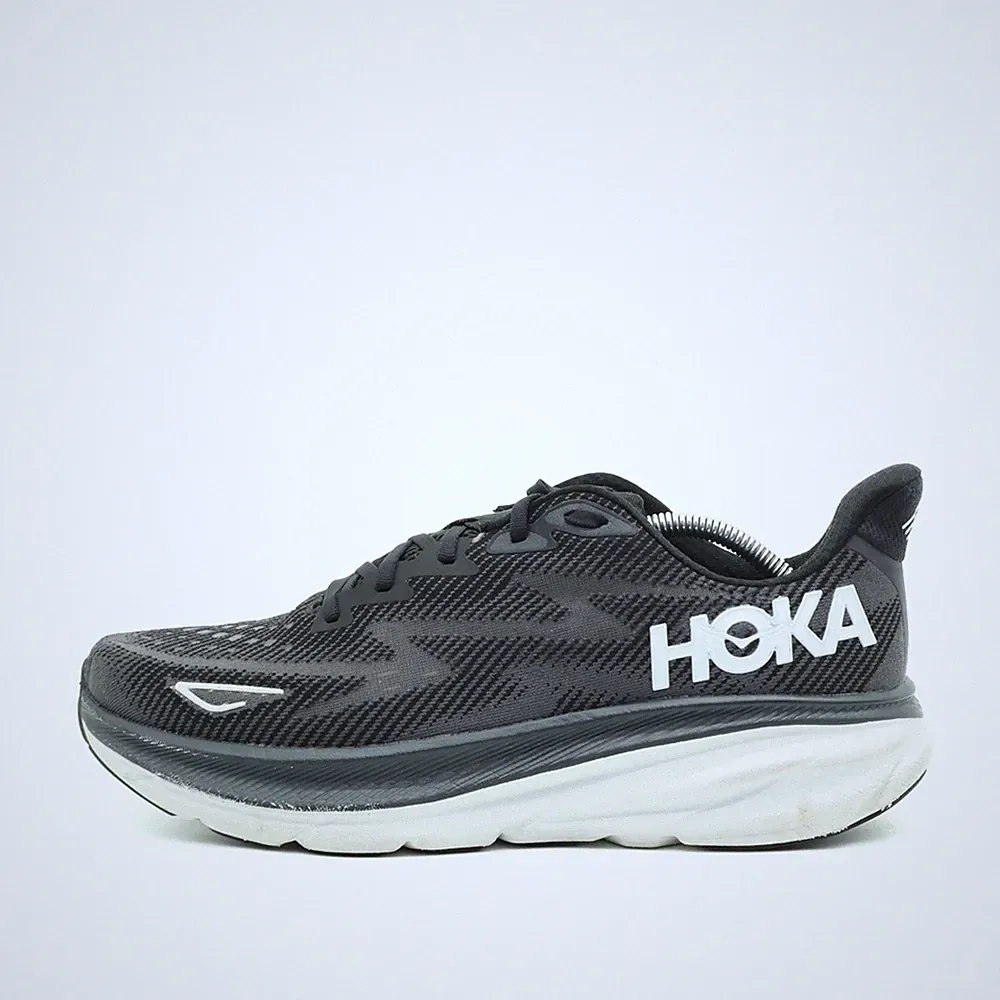 Hoka One Herren Clifton 9 Sportschuhe Schwarz/Weiß Mesh Laufschuhe EU 44 2/3