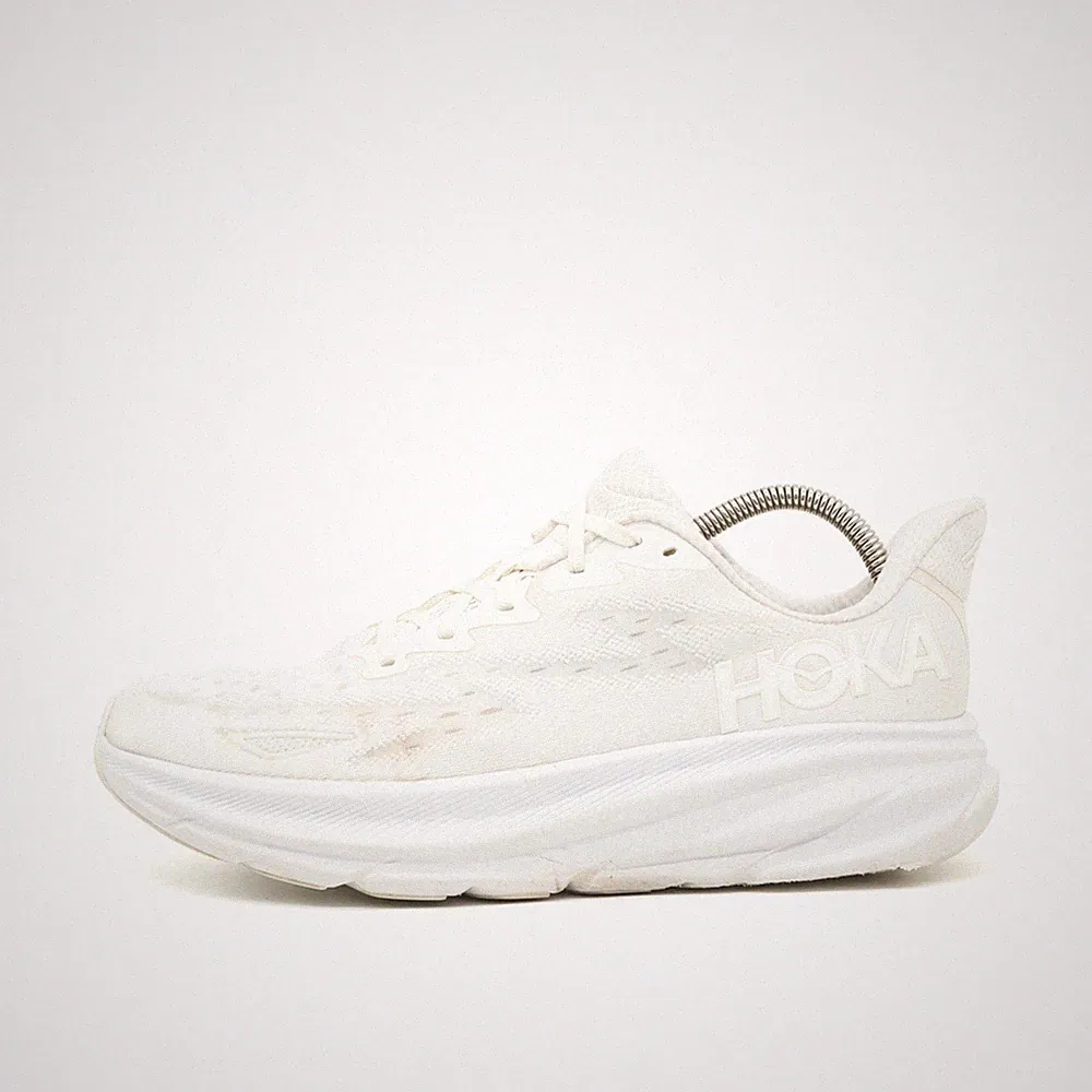 Hoka One Herren Clifton 9 Sportschuhe Weiß Textil Dämpfung Laufschuhe EU 42⅔