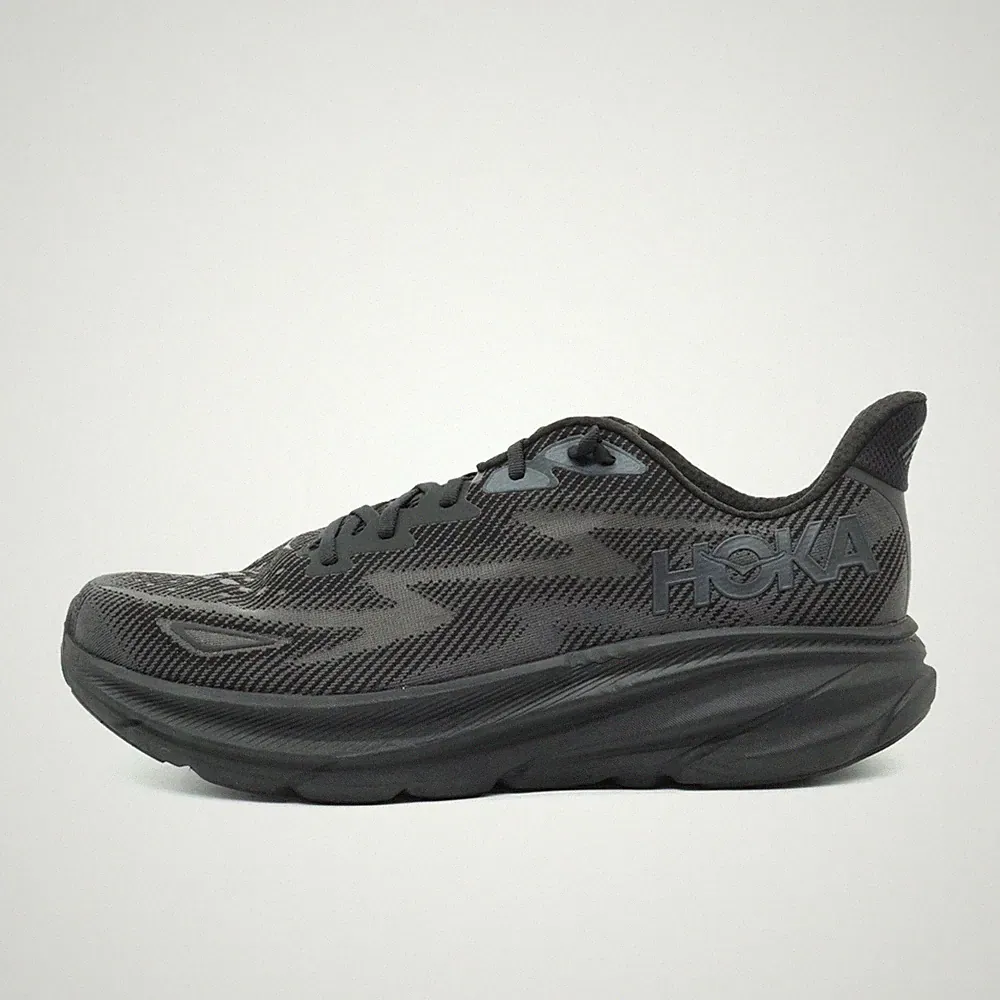 Hoka One Herren Clifton 9 Wide Laufschuhe Schwarz Leicht, Atmungsaktiv EU 48
