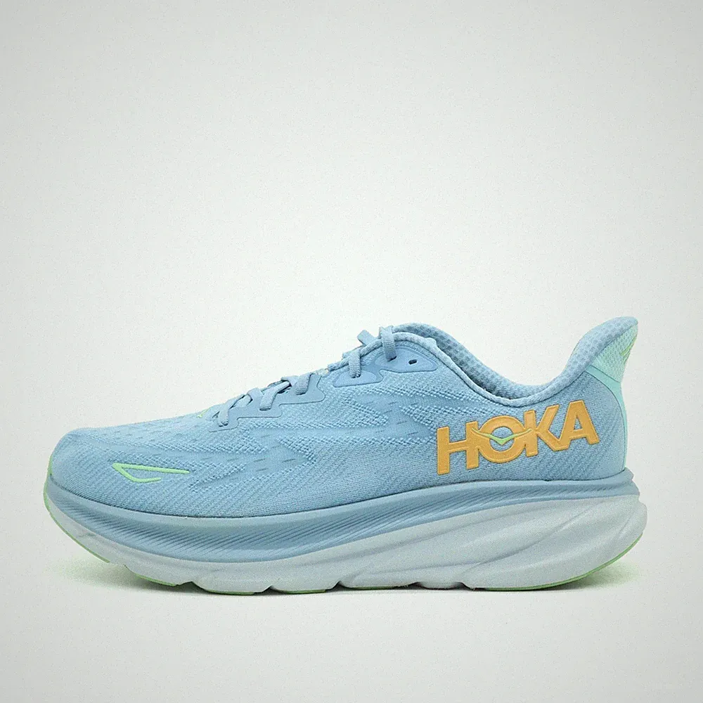 Hoka One Herren Clifton 9 Wide Schuhe Blau Mesh Niedrig Weite Laufschuh EU 47⅓
