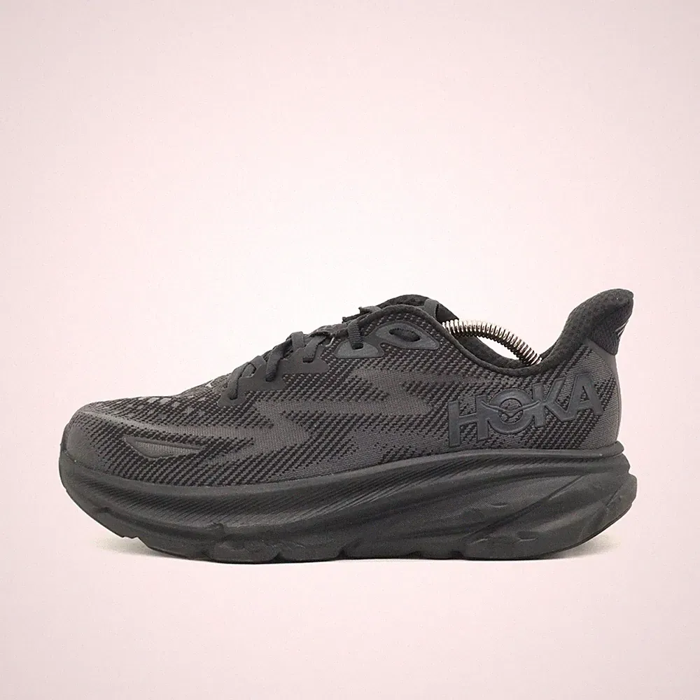 Hoka One Herren Clifton 9 Wide Sneaker Schwarz Leichtgewicht Laufschuhe EU 43⅓