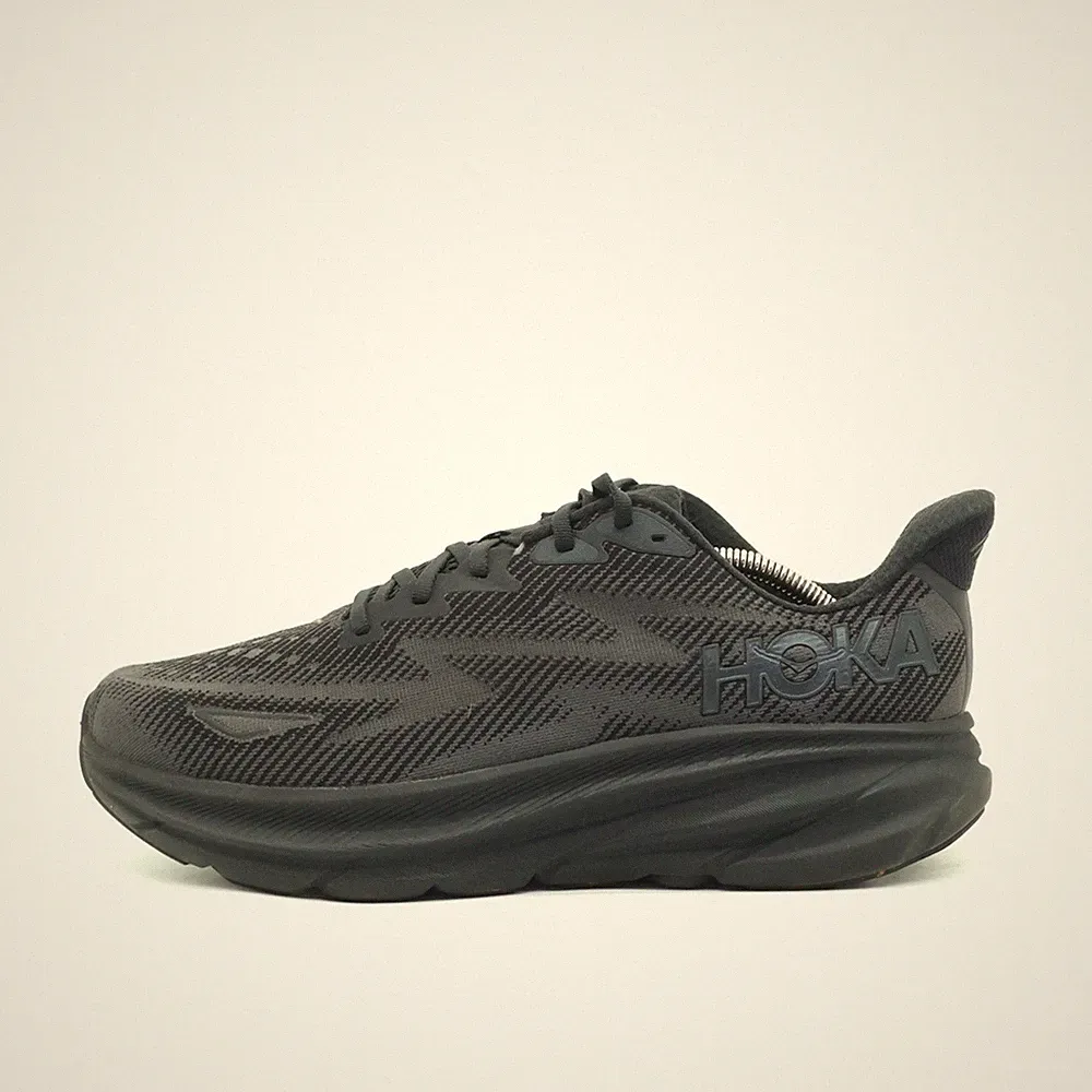 Hoka One Herren Clifton 9 Wide Sneaker Schwarz Mesh Leicht Laufschuhe EU 44