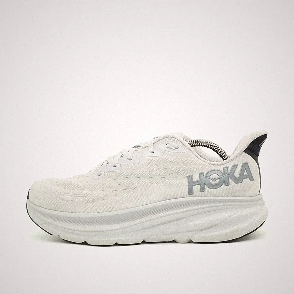 Hoka One Herren Clifton 9 Wide Sneaker Weiß Grau Mesh Laufschuhe EU 42 2/3