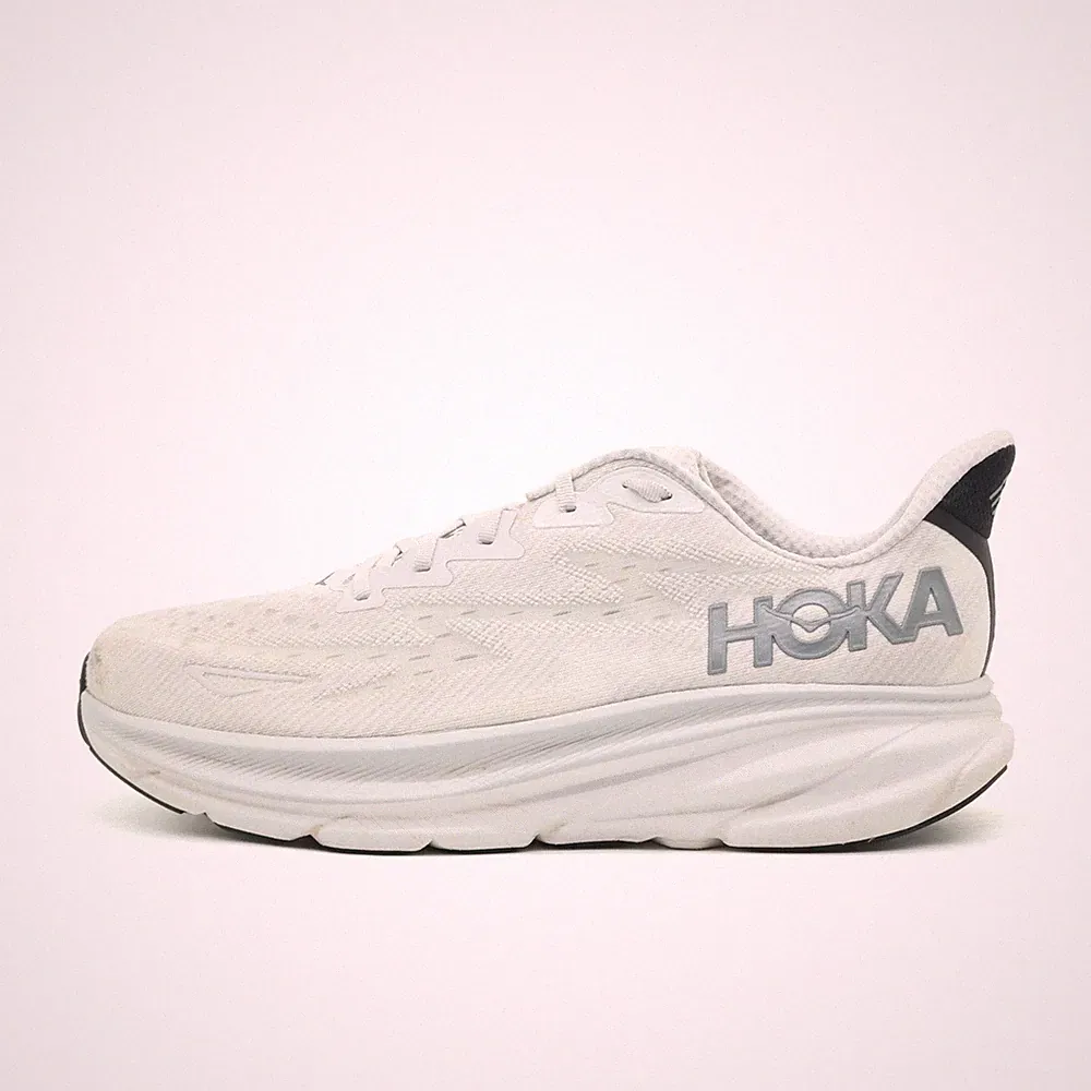 Hoka One Herren Clifton 9 Wide Sportschuh Weiß Mesh Low-Top Laufschuh EU 46 2/3
