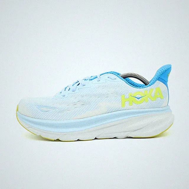 Hoka One Herren Clifton 9 Wide Sportschuhe Blau/Weiß/Gelb Breit Laufschuh EU 40⅔