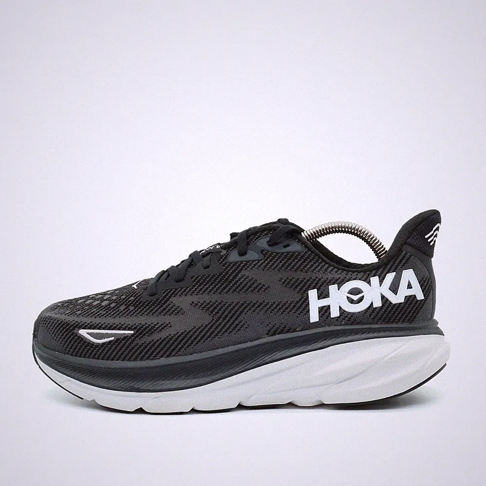 Hoka One Herren Clifton 9 Wide Sportschuhe Schwarz/Weiß Laufschuhe EU 42 2/3