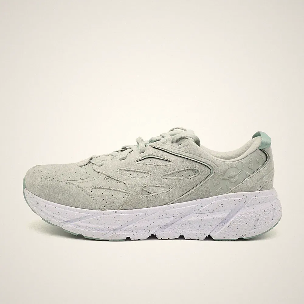 Hoka One Herren Clifton L Suede Sneaker Grau Wildleder Laufschuh EU 46 2/3