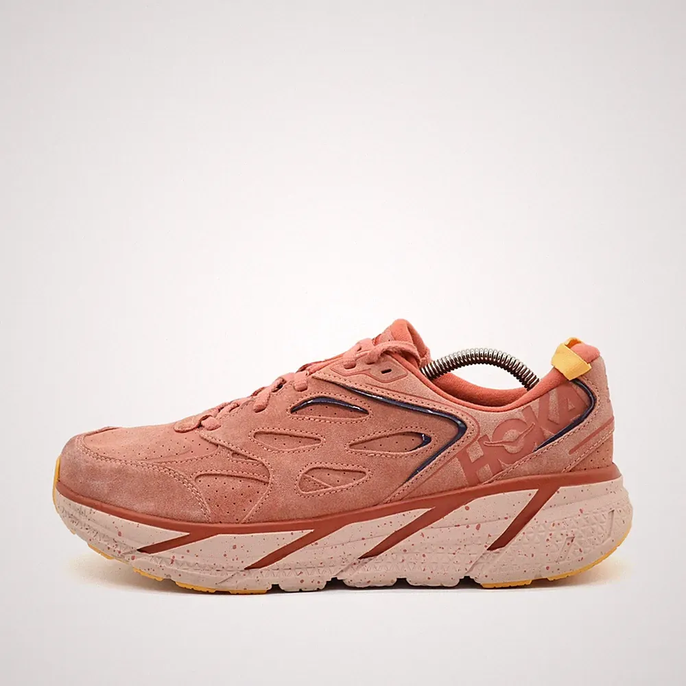 Hoka One Herren Clifton L Suede Sneaker Rosa Wildleder Laufschuhe EU 44 2/3