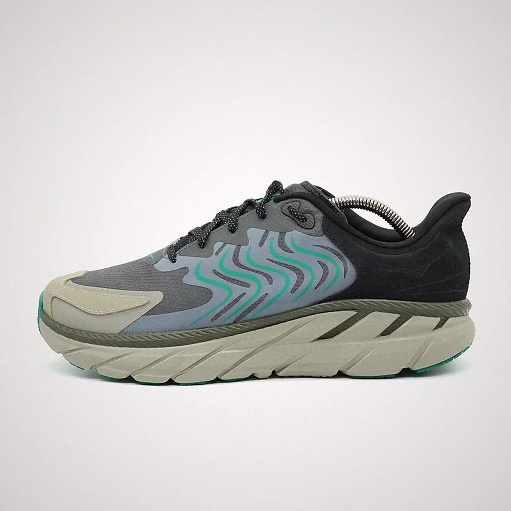 Hoka One Herren Clifton LS TS Sneaker Grau/Türkis Laufschuhe EU 43 1/3