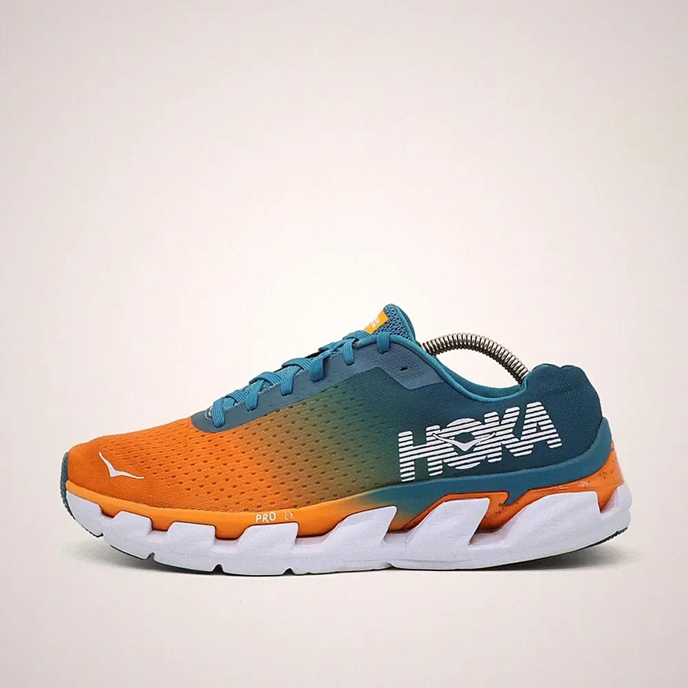 Hoka One Herren Elevon Schuhe Orange/Blau/Weiß Mesh Leicht Laufschuhe EU 43.5