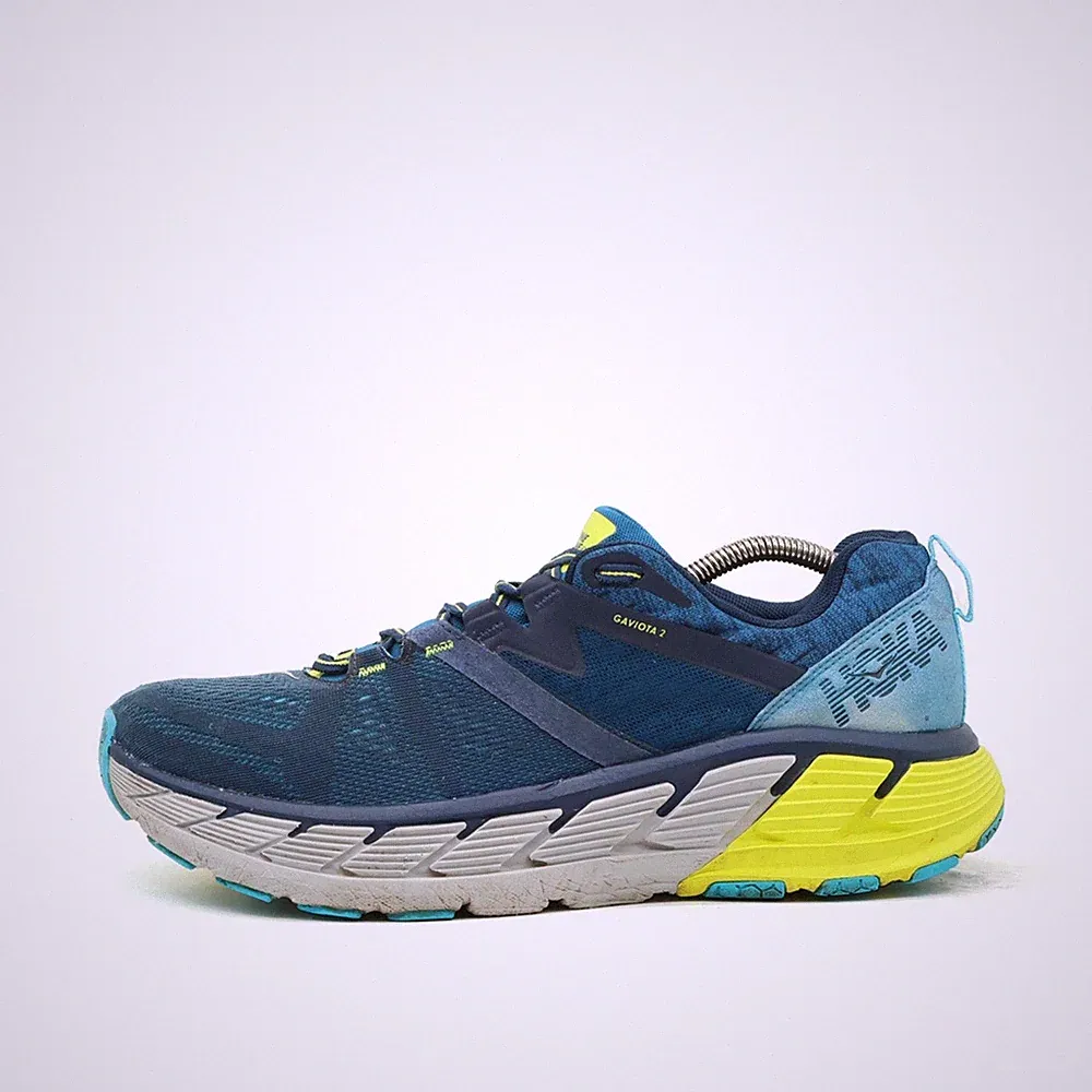 Hoka One Herren Gaviota 2 Sportschuh Blau Gelb Textil Stabil Laufschuh EU 46