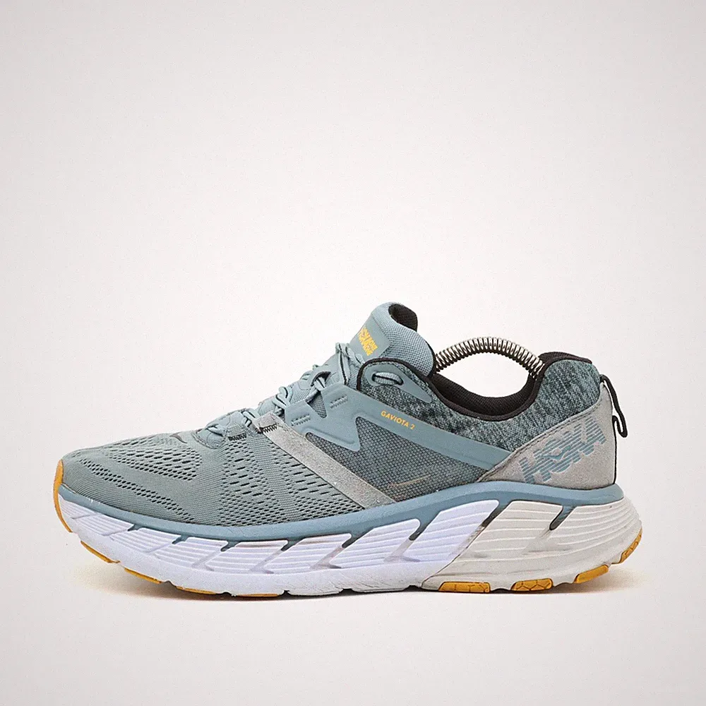 Hoka One Herren Gaviota 2 Sportschuhe Blau Gelb Mesh Dämpfung Laufschuhe EU 44