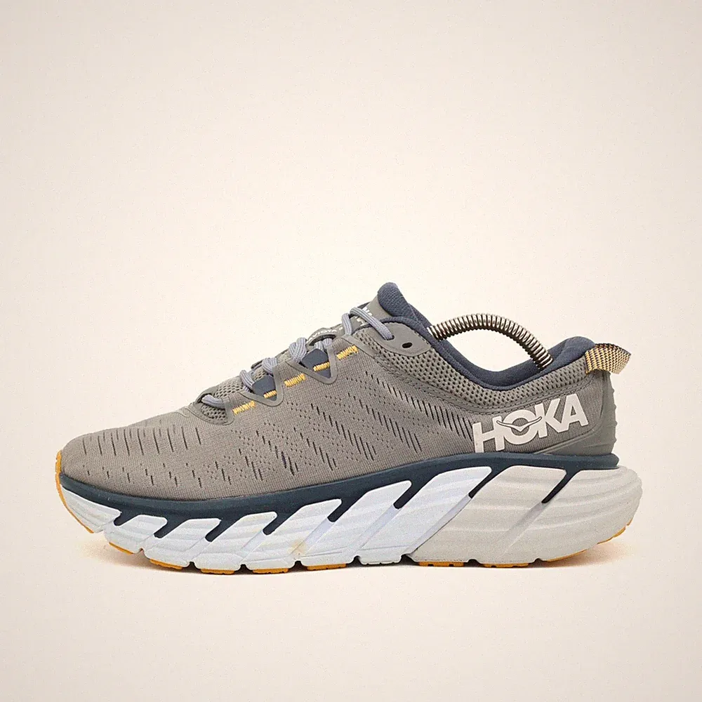 Hoka One Herren Gaviota 3 Sportschuhe Grau Gelb Mesh ämpfung Laufschuhe EU 42⅔