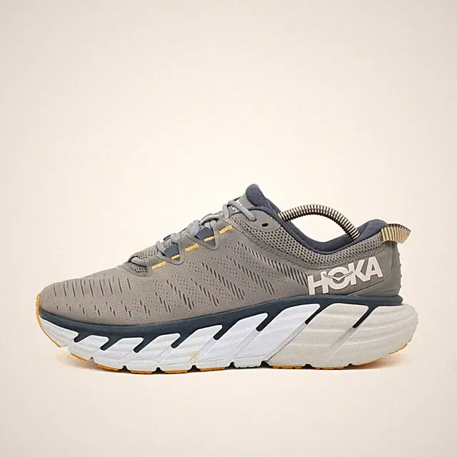Hoka One Herren Gaviota 3 Sportschuhe Grau Gelb Mesh Dämpfung Laufschuhe EU 42⅔