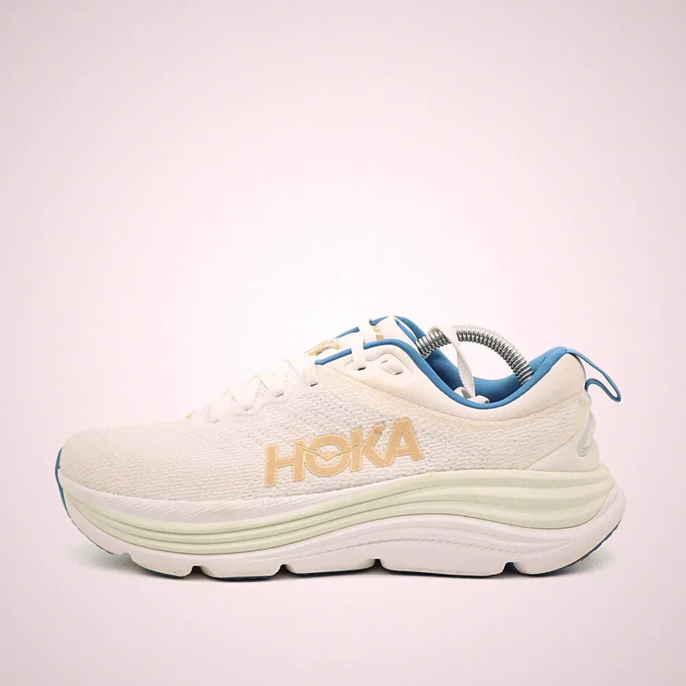 Hoka One Herren Gaviota 5 Schuhe Weiß/Blau Mesh Gepolstert Laufschuhe EU 42