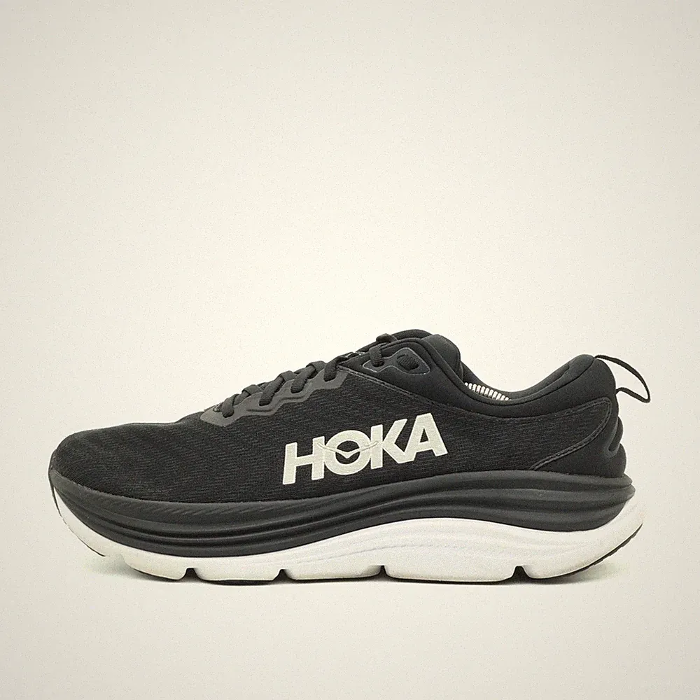 Hoka One Herren Gaviota 5 Wide Sneaker Schwarz/Weiß Textil Laufschuh EU 45 1/3