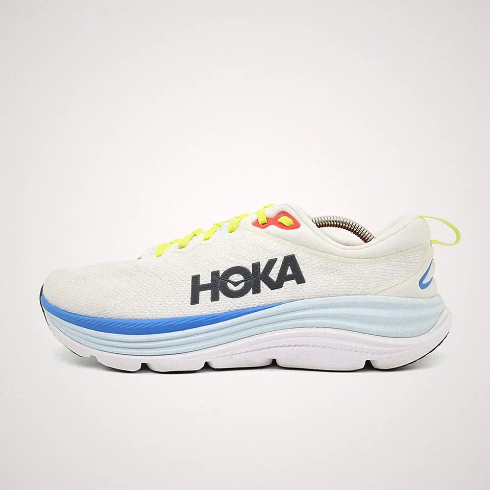 Hoka One Herren Gaviota 5 Wide Sportschuhe Weiß/Blau/Gelb Breit Laufschuhe EU 44