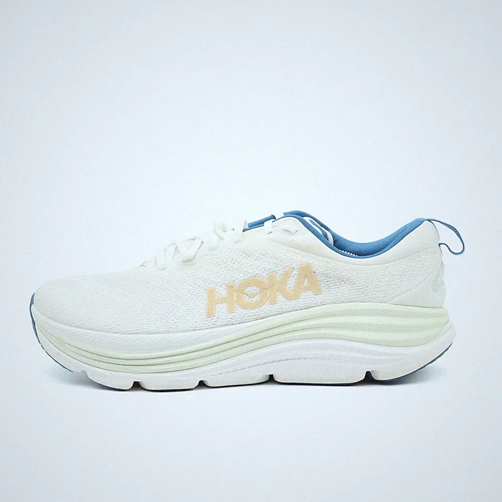 Hoka One Herren Gaviota 5 Wide Sportschuhe Weiß/Blau Mesh Laufschuh EU 45 1/3