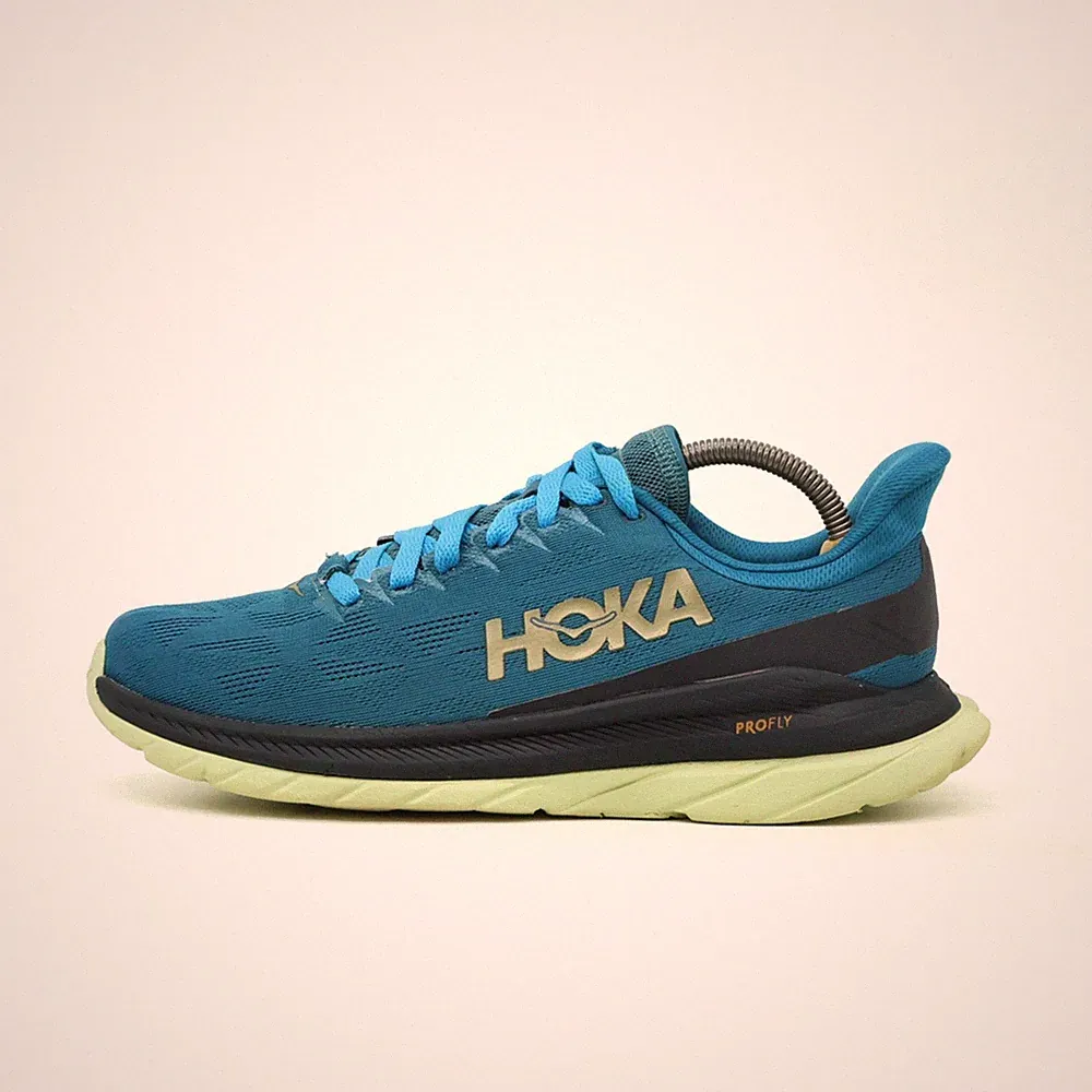 Hoka One Herren Mach 4 Schuhe Blau Mesh Low-Top Atmungsaktiv Laufschuh EU 42