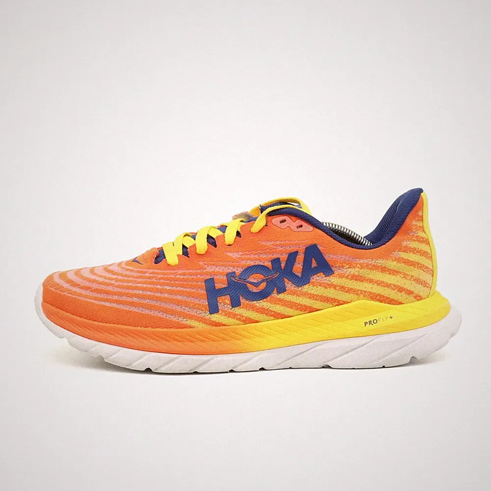 Hoka One Herren Mach 4 Sneaker Orange Gelb Blau Zwischensohle Laufschuh EU 44,5