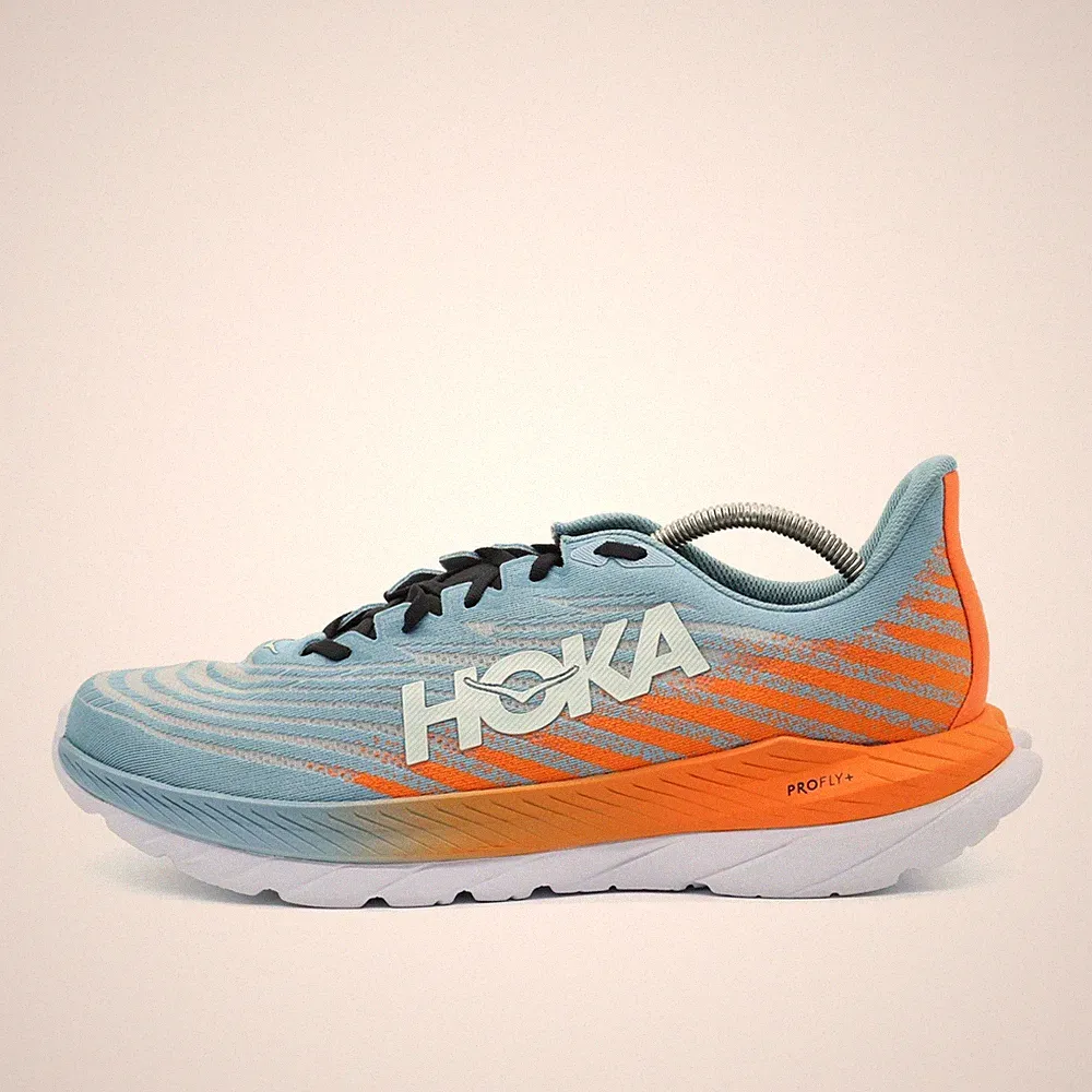 Hoka One Herren Mach 5 Schuhe Blau Orange Mesh Atmungsaktiv Laufschuh EU 48