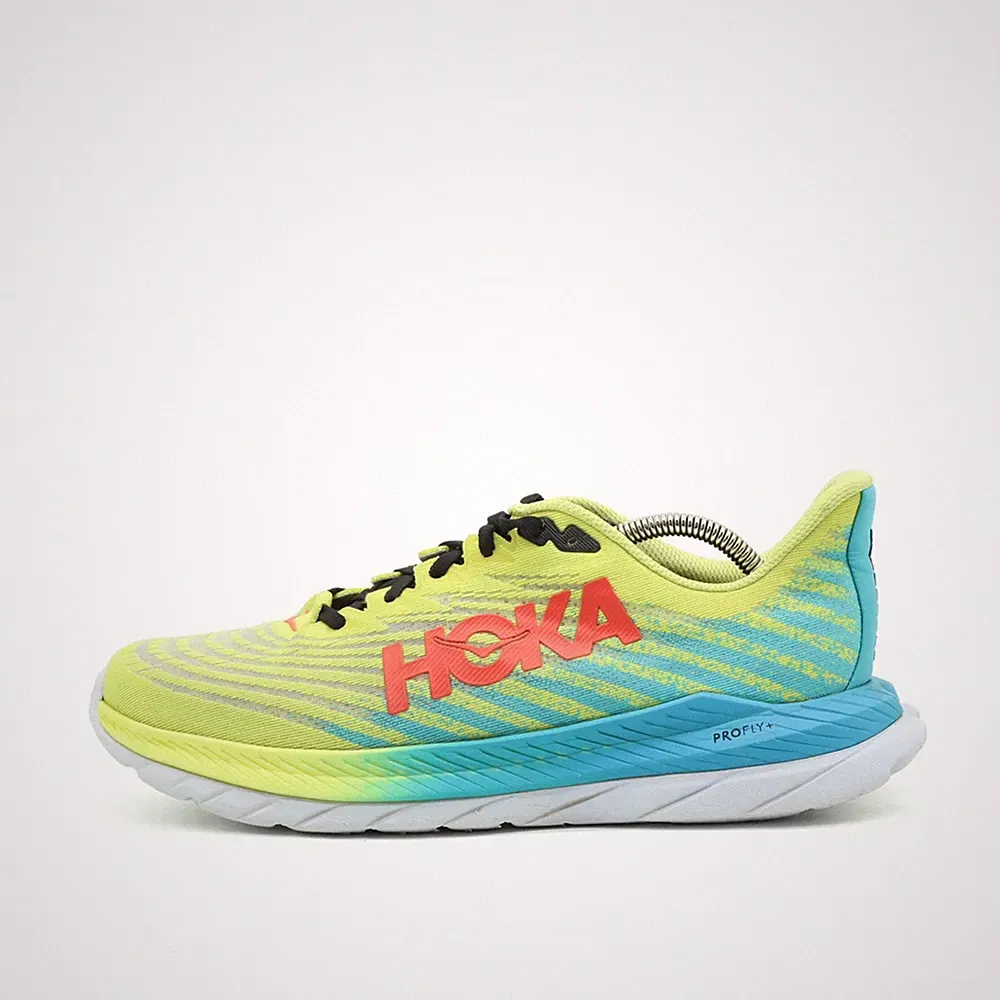 Hoka One Herren Mach 5 Schuhe Gelb Blau Synthetik Low-Top Laufschuh EU 43 1/3