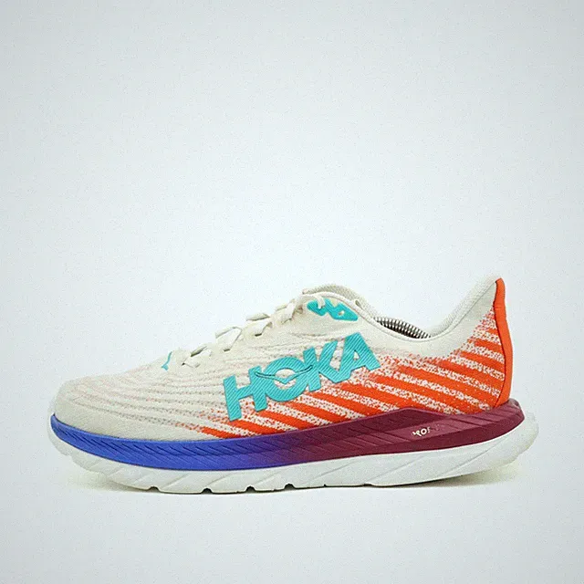 Hoka One Herren Mach 5 Sneaker/Laufschuh Weiß/Orange/Blau Sohle Laufschuh EU 45⅓