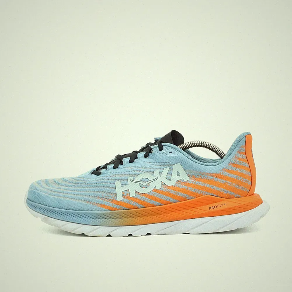 Hoka One Herren Mach 5 Sportschuhe Blau Orange Textil ämpfung Laufschuhe EU 44