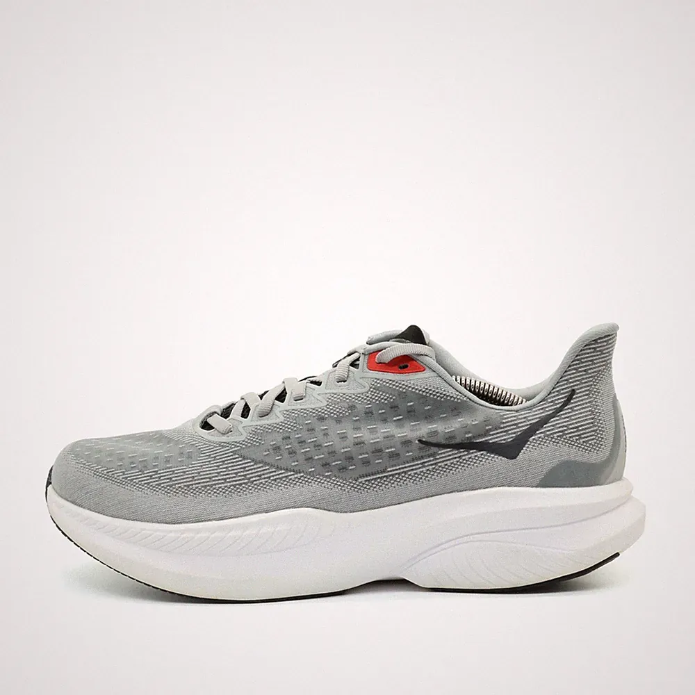 Hoka One Herren Mach 6 Schuhe Grau/Rot Mesh Low-Top Leicht, Laufschuh EU 43 1/3
