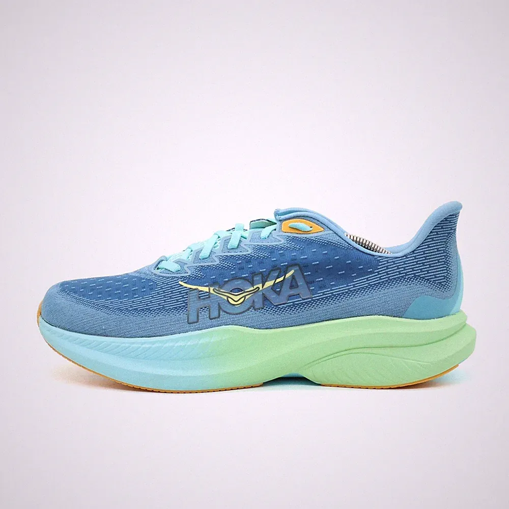Hoka One Herren Mach 6 Sneaker Blau/Mint Mesh Low-Top Laufschuhe EU 45 1/3