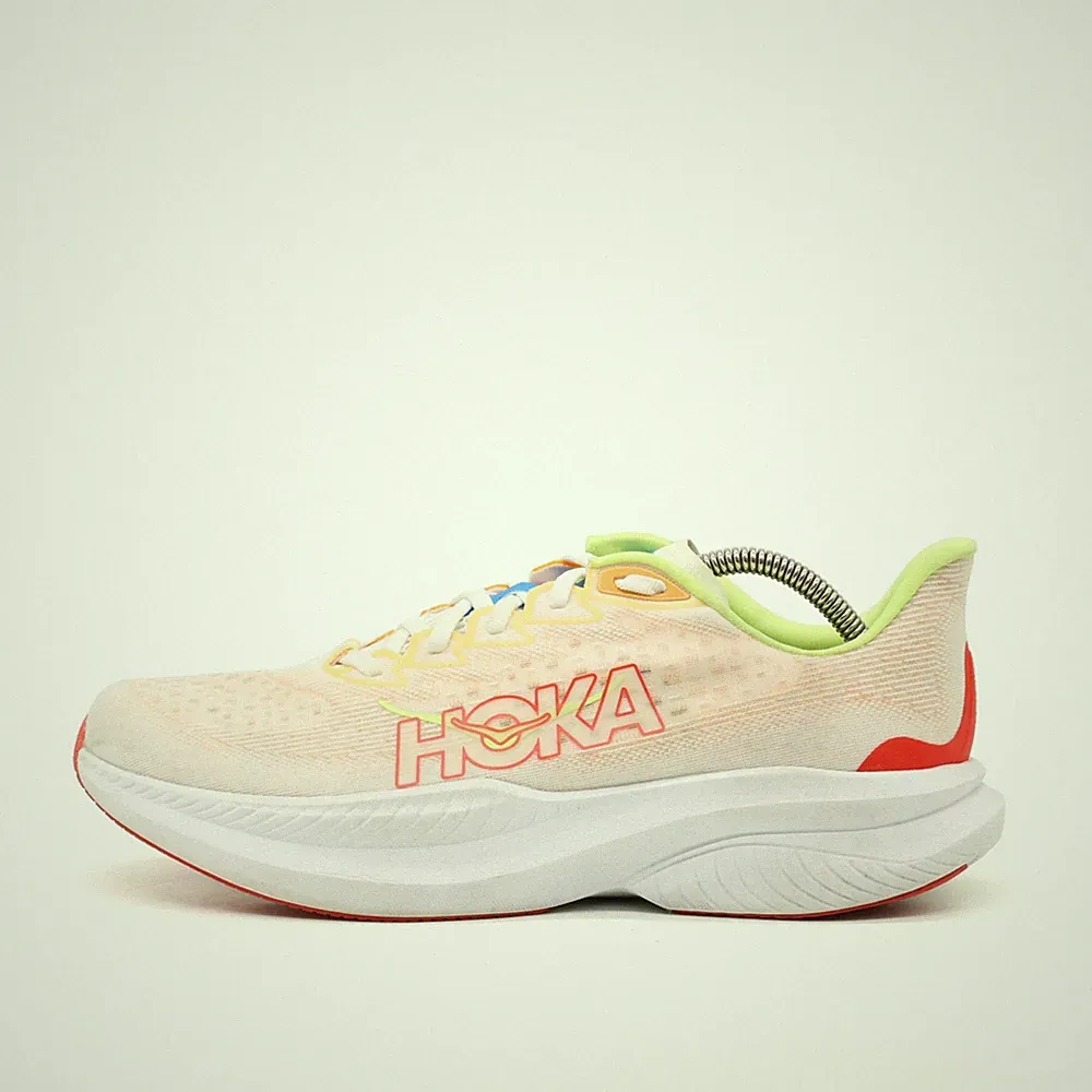 Hoka One Herren Mach 6 Sneaker Orange Weiß Limette Mesh ämpfung Laufschuhe EU 44