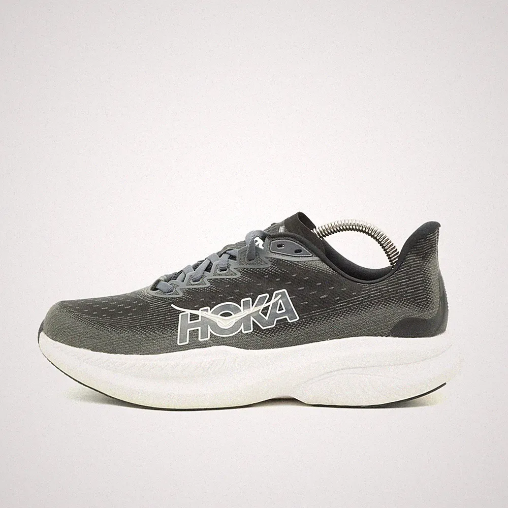 Hoka One Herren Mach 6 Sneaker Schwarz Weiß Mesh Atmungsaktiv Laufschuh EU 41.5