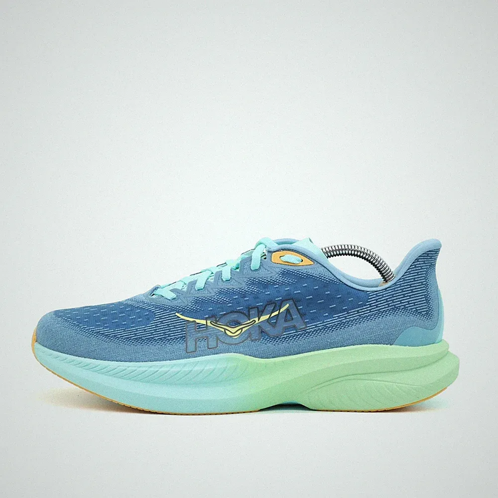 Hoka One Herren Mach 6 Sportschuh Blau/Grün Mesh Low-Top Laufschuhe EU 44 2/3