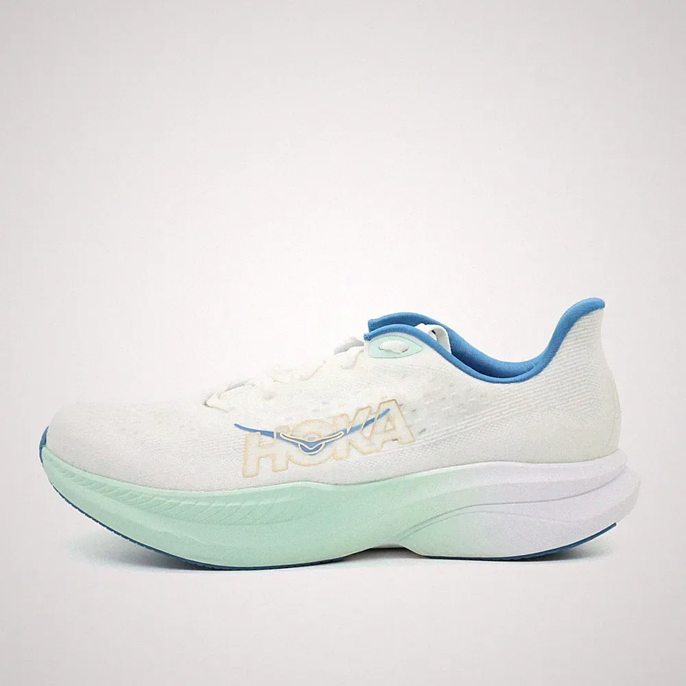 Hoka One Herren Mach 6 Sportschuhe Weiß/Blau/Mint Mesh Laufschuh EU 45 1/3