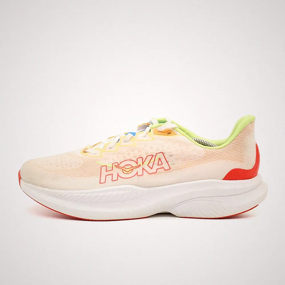 Hoka One Herren Mach 6 Wide Sneaker Orange/Neon Mesh Laufschuhe EU 45 1/3