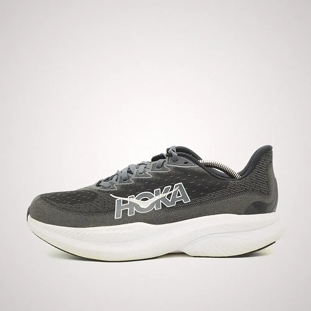 Hoka One Herren Mach 6 Wide Sportschuh Schwarz/Grau Mesh Breit Laufschuh EU 44.5