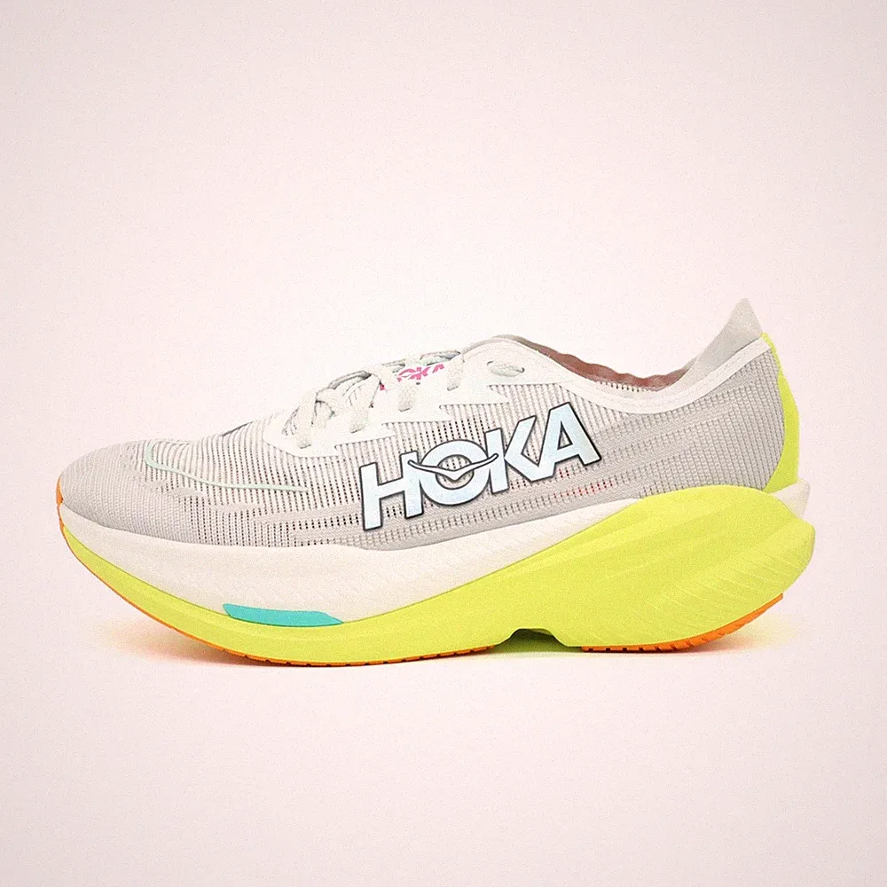 Hoka One Herren Mach X 2 Schuhe Weiß/Gelb/Neon Low-Top Laufschuhe EU 46 2/3