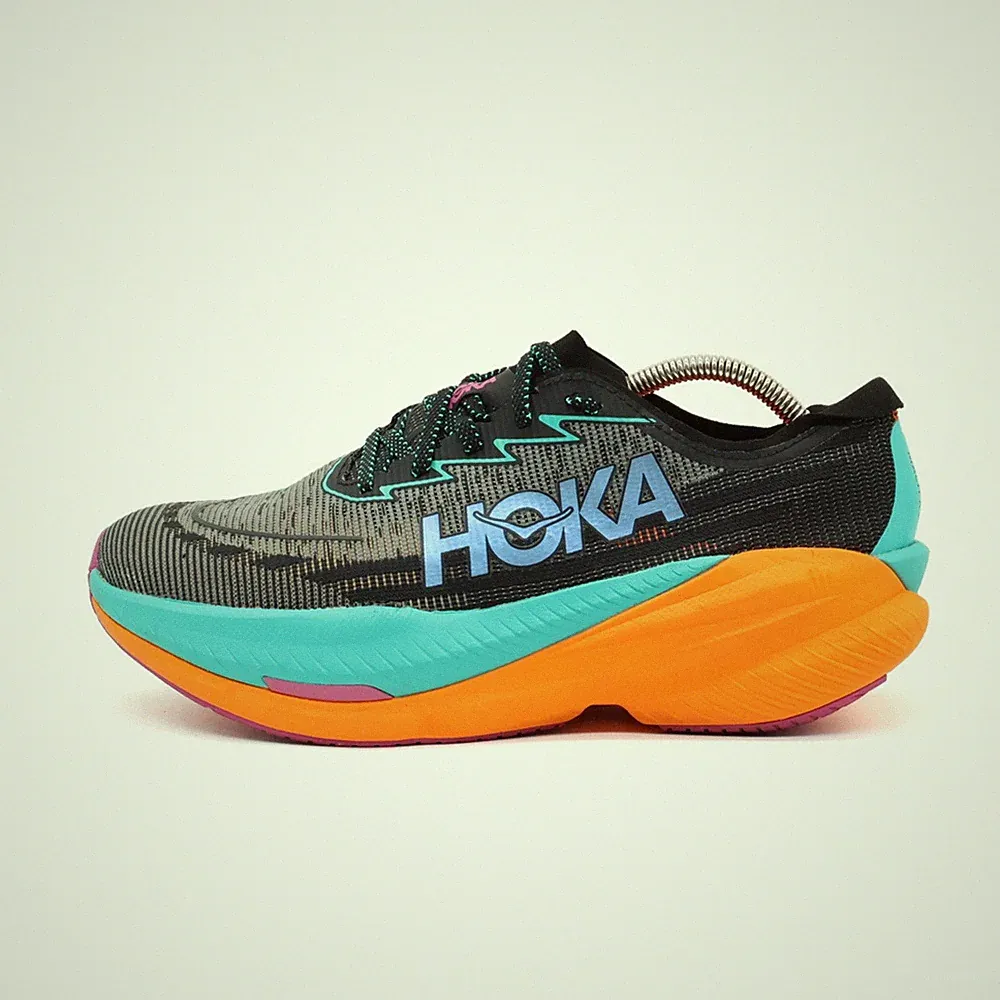 Hoka One Herren Mach X 2 Sneaker Schwarz/Türkis/Orange Mesh Laufschuhe EU 43 1/3