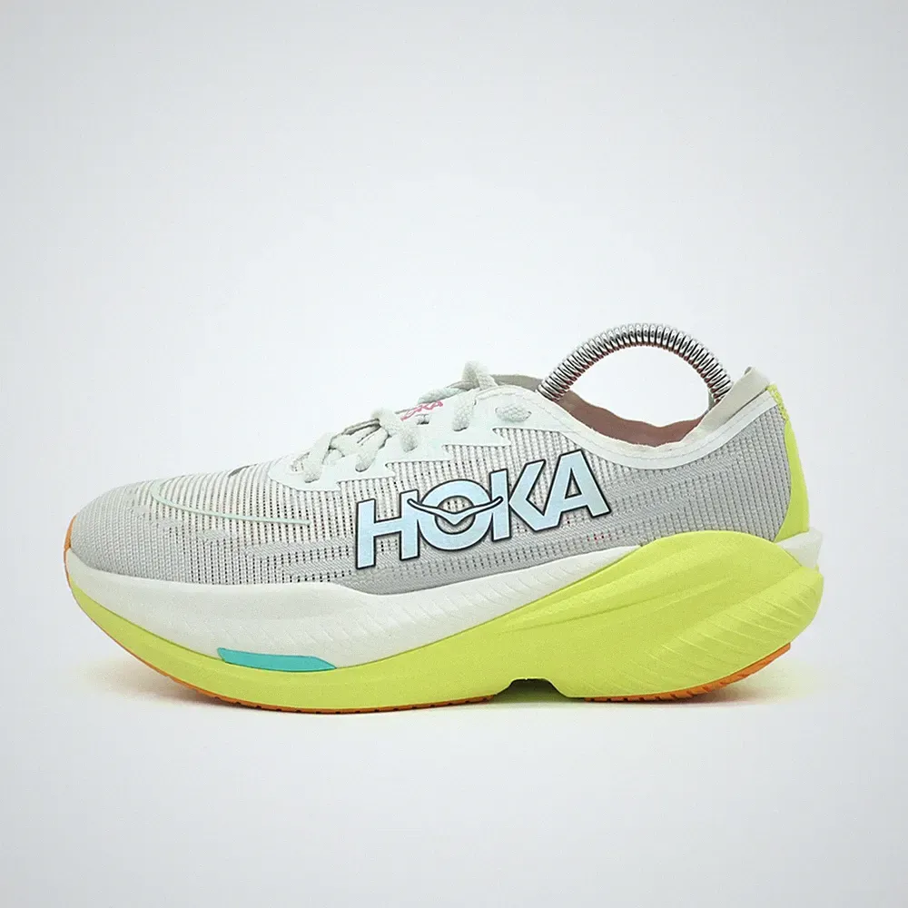 Hoka One Herren Mach X 2 Sportschuh Weiß/Gelb/Orange Mesh Laufschuh EU 40 2/3