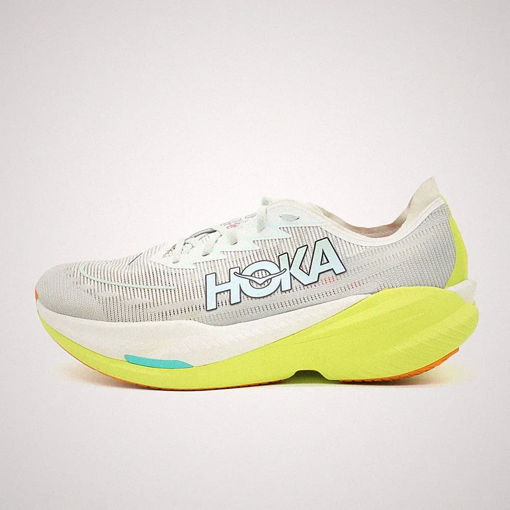 Hoka One Herren Mach X 2 Sportschuh Weiß/Gelb/Orange Mesh Laufschuhe EU 47 1/3