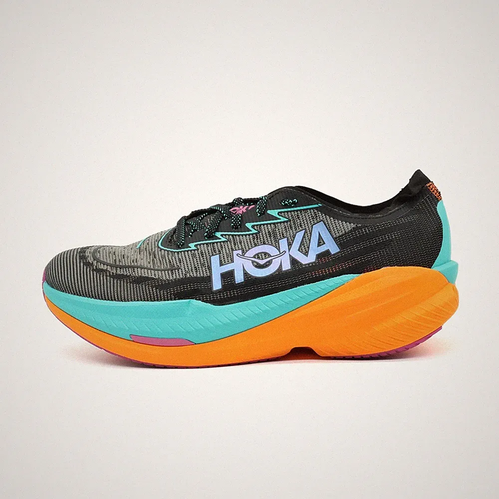 Hoka One Herren Mach X 2 Sportschuhe Orange/Türkis/Schwarz Laufschuh EU 47 1/3