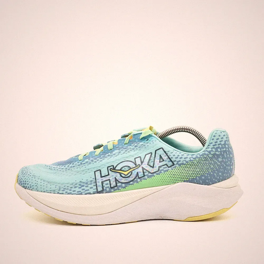 Hoka One Herren Mach X Sneaker Blau Gelb Mesh Low-Top Laufschuhe EU 42 2/3