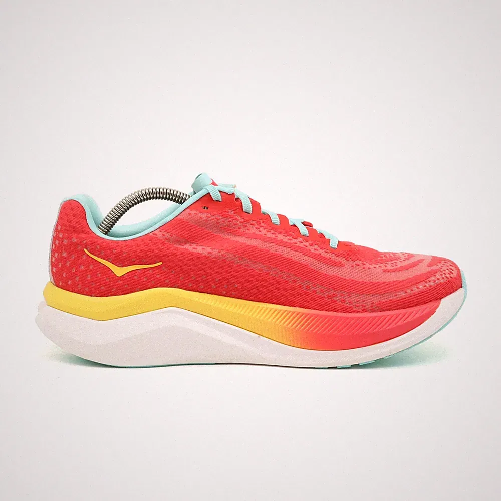 Hoka One Herren Mach X Sportschuhe Rot Mesh Low-Top Leicht, Laufschuhe EU 42 2/3
