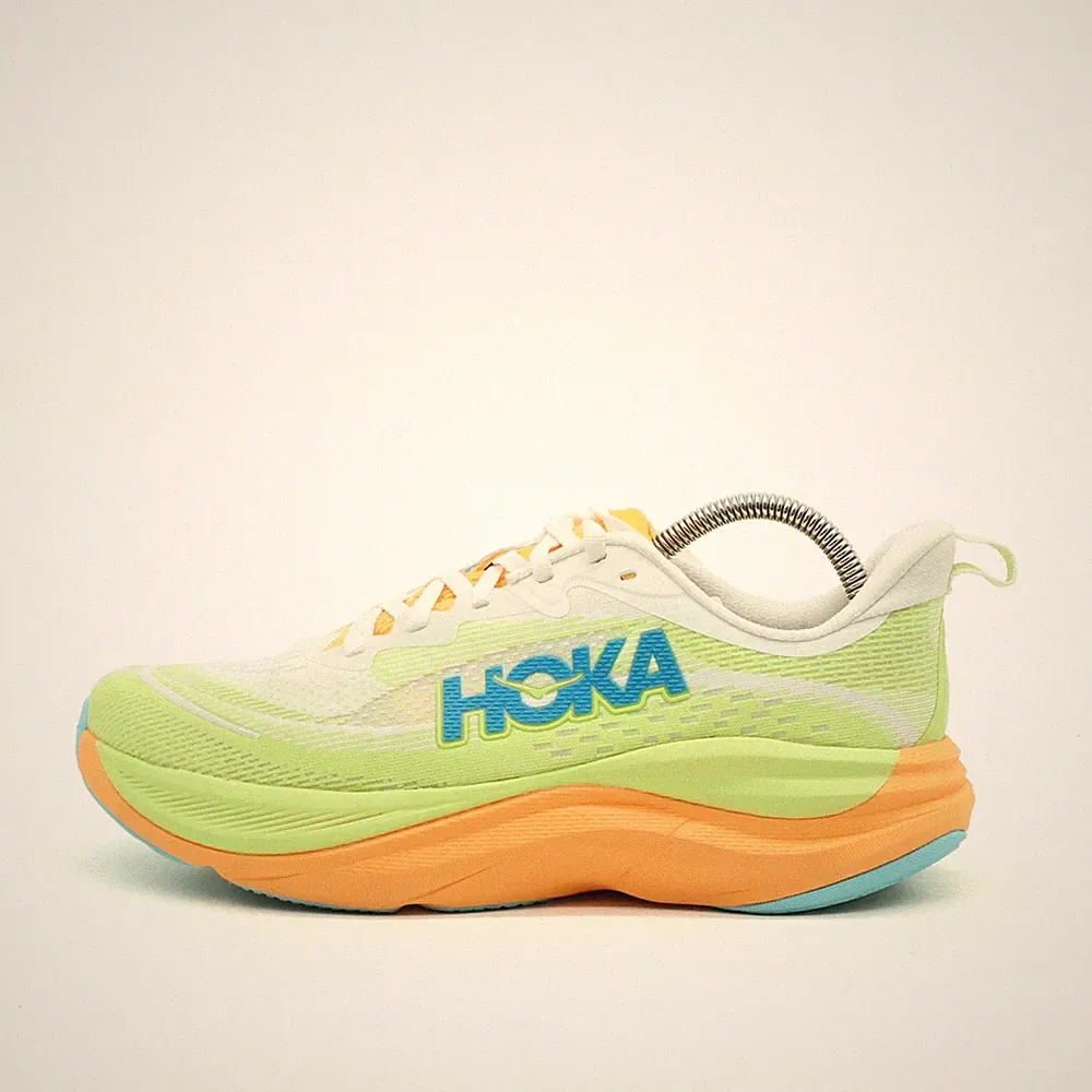 Hoka One Herren Skyflow Schuhe Weiß/Limettengrü/Orange/Blau Laufschuhe EU 41 1/3