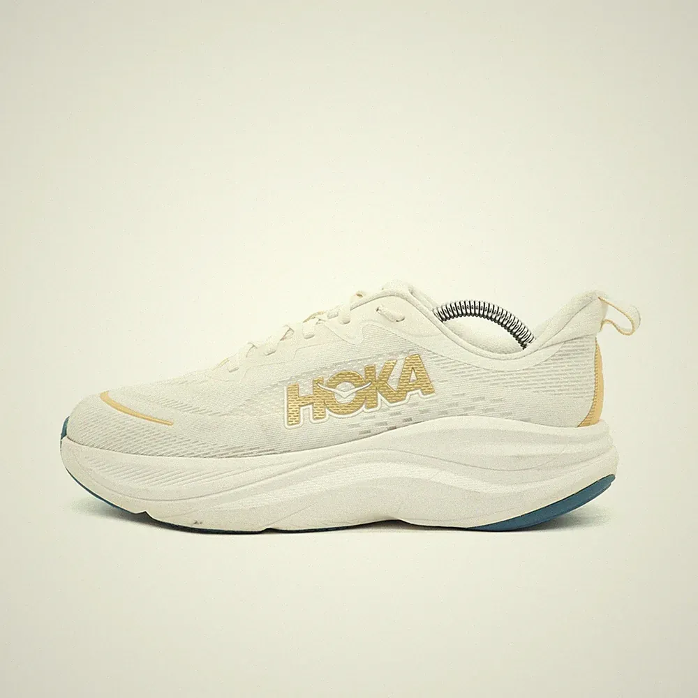 Hoka One Herren Skyflow Sneaker Weiß/Creme/Gold Mesh Laufschuhe EU 42 2/3