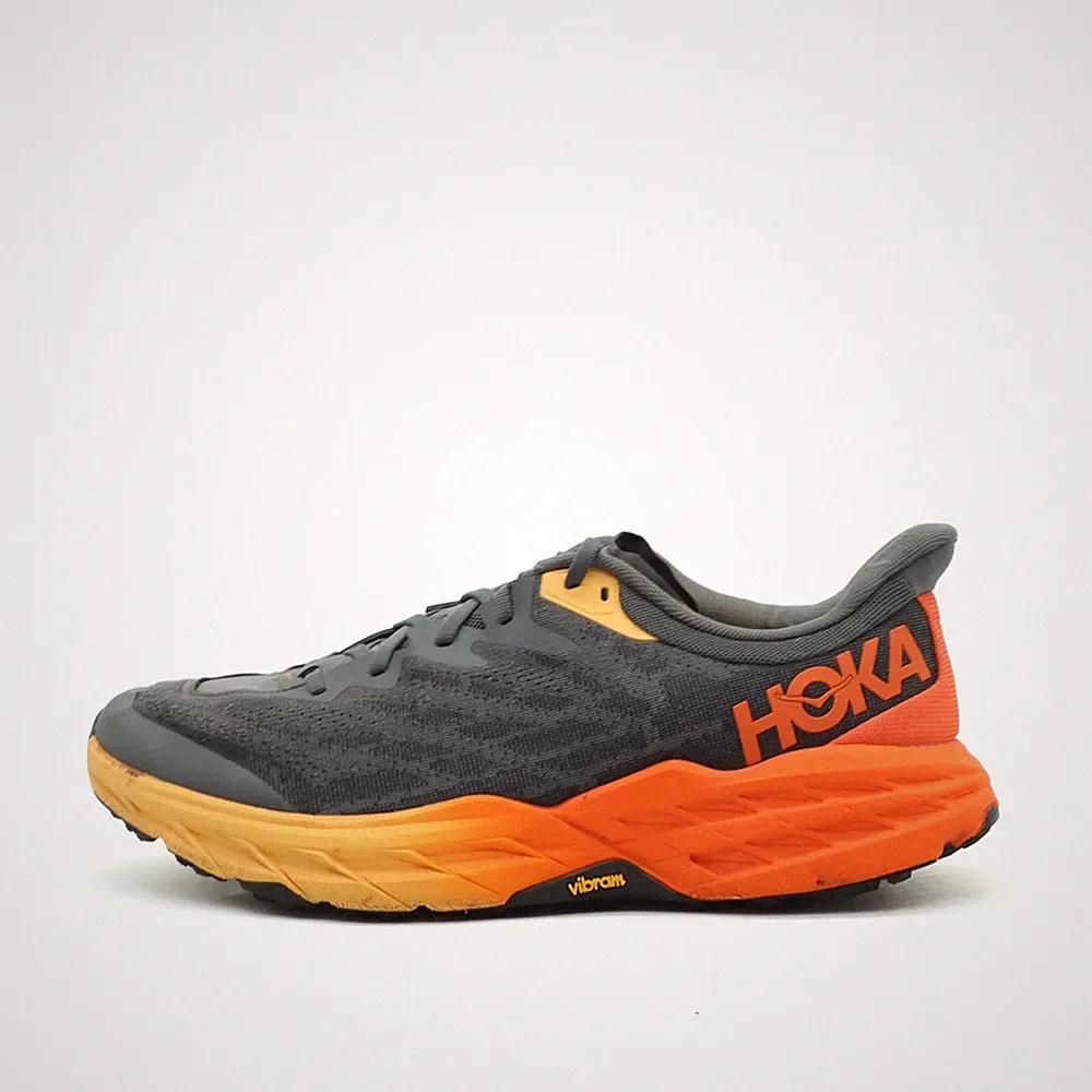 Hoka One Herren Speedgoat 5 Laufschuhe Grau Orange Mesh Trailrunning EU 46 2/3