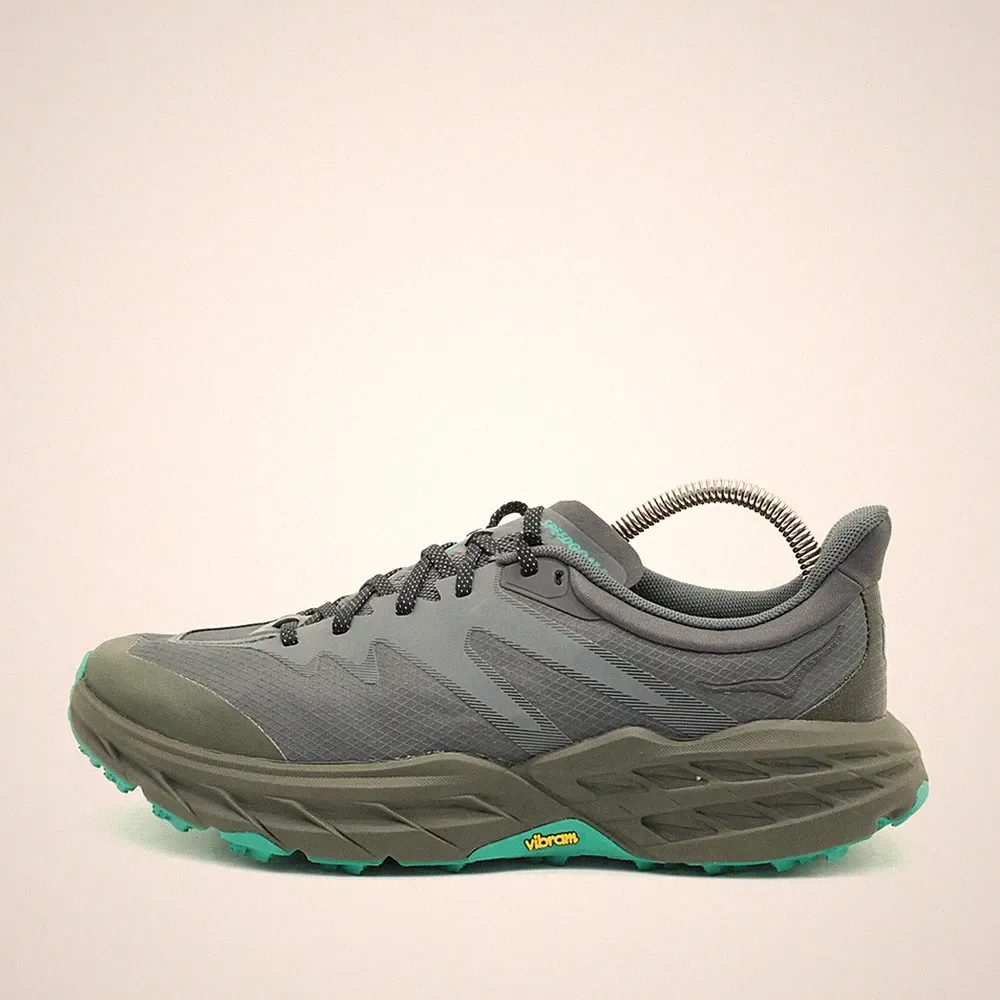 Hoka One Herren Speedgoat 5 Schuhe grau/türkis Atmungsaktiv Laufschuh EU 40⅔