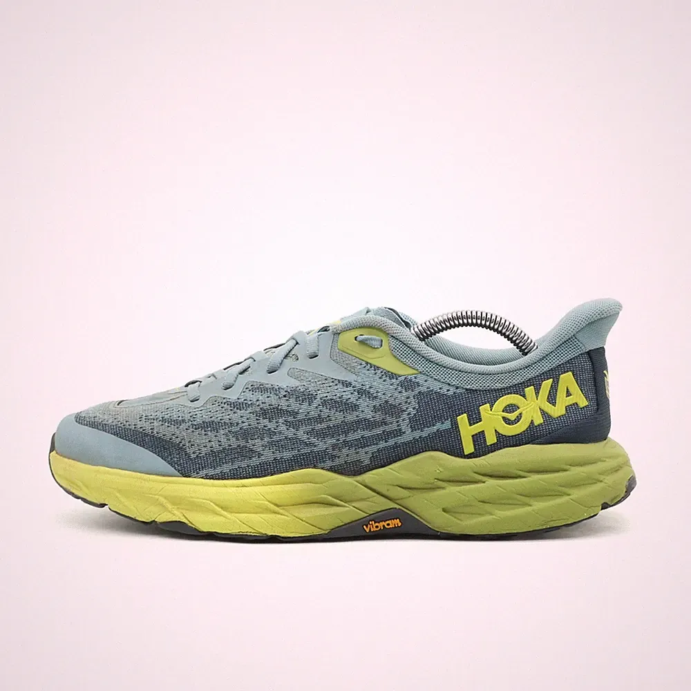 Hoka One Herren Speedgoat 5 Sneaker blau/gelb Mesh Low-Top Laufschuh EU 42 2/3