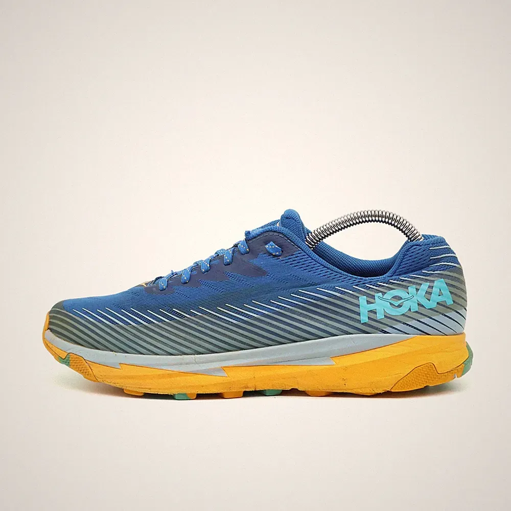 Hoka One Herren Torrent 2 Laufschuh Blau Gelb Mesh Low-Top Trail EU 43 1/3
