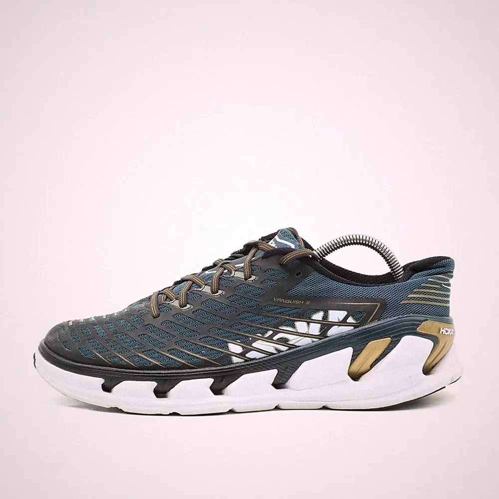 Hoka One Herren Vanquish 3 Sportschuhe Blau/Gold Atmungsaktiv Laufschuhe EU 46